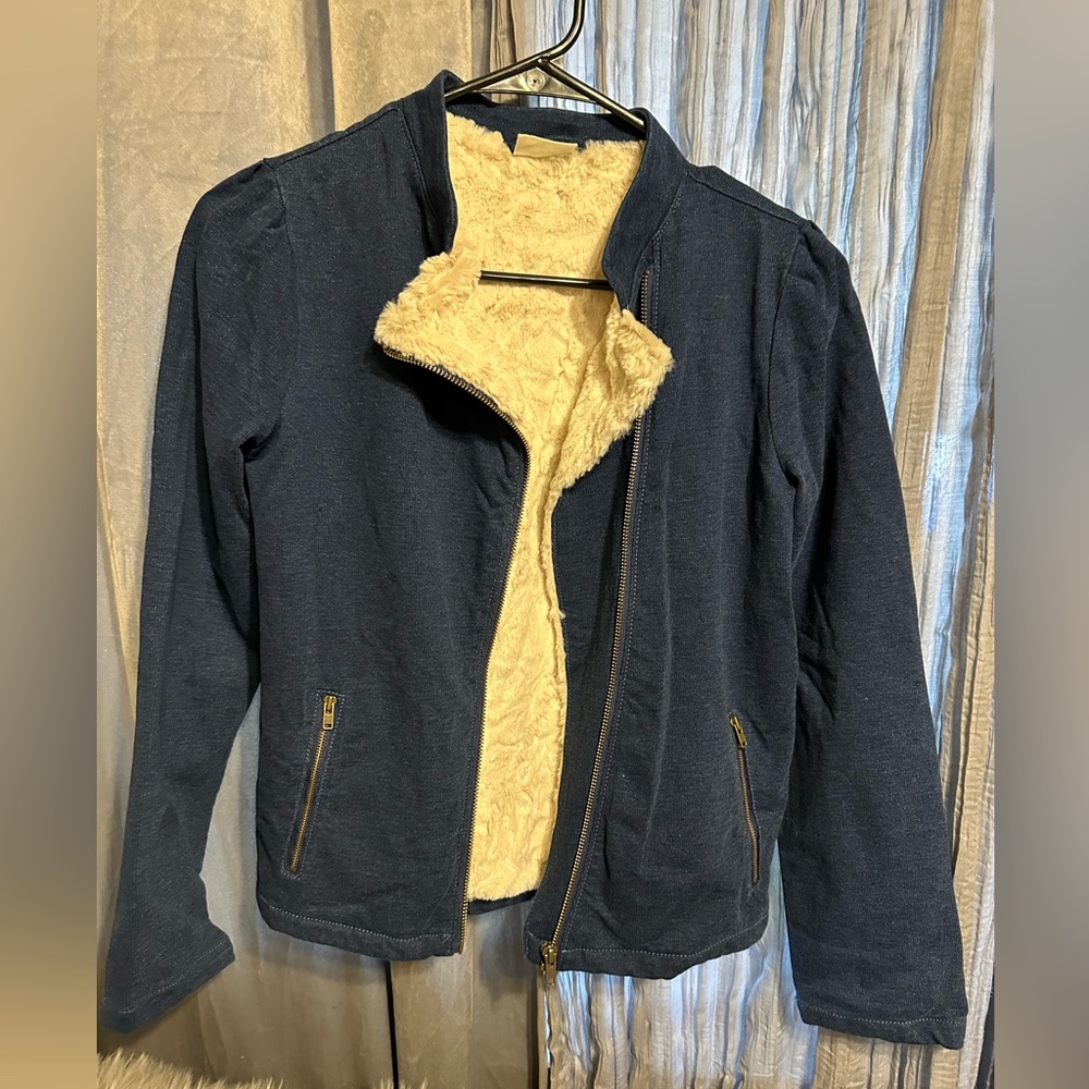Girls Moto style zip up with fur